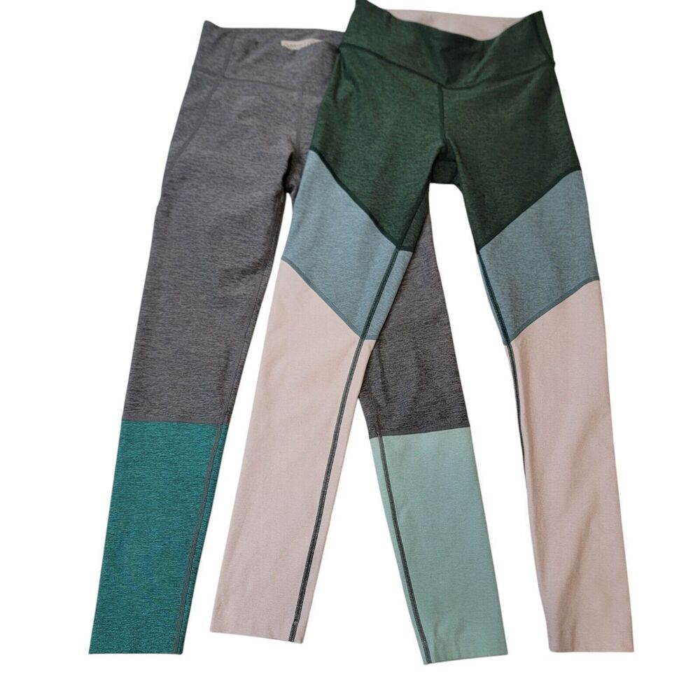 Outdoor Voices Leggings Womans Small Grey Green Tricolor Colorblock  Lot Of 2